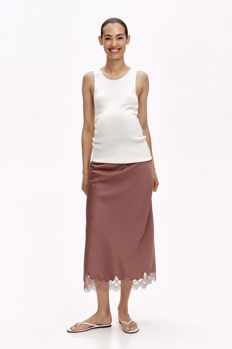 MAMA Lace-Trimmed Slip Skirt
