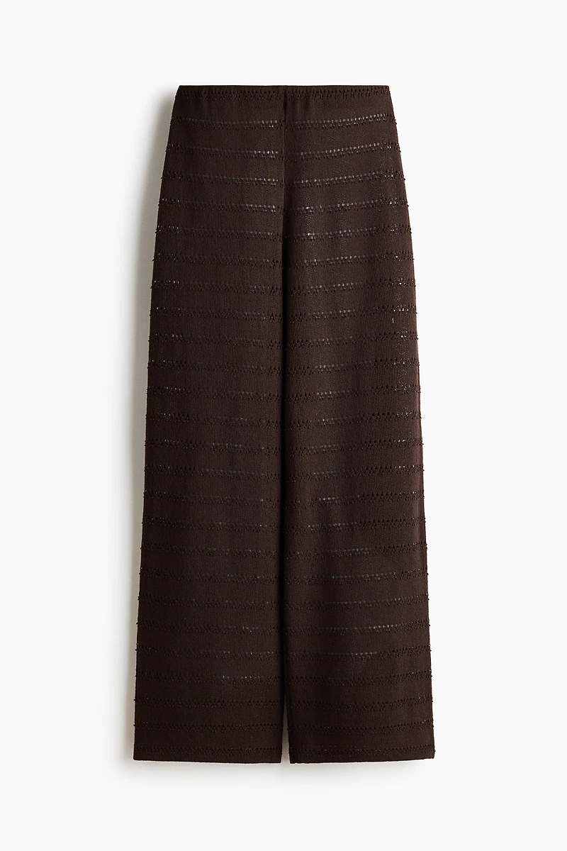 Wide-Leg Textured-Knit Pants
