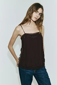 Haut en viscose avec dentelle