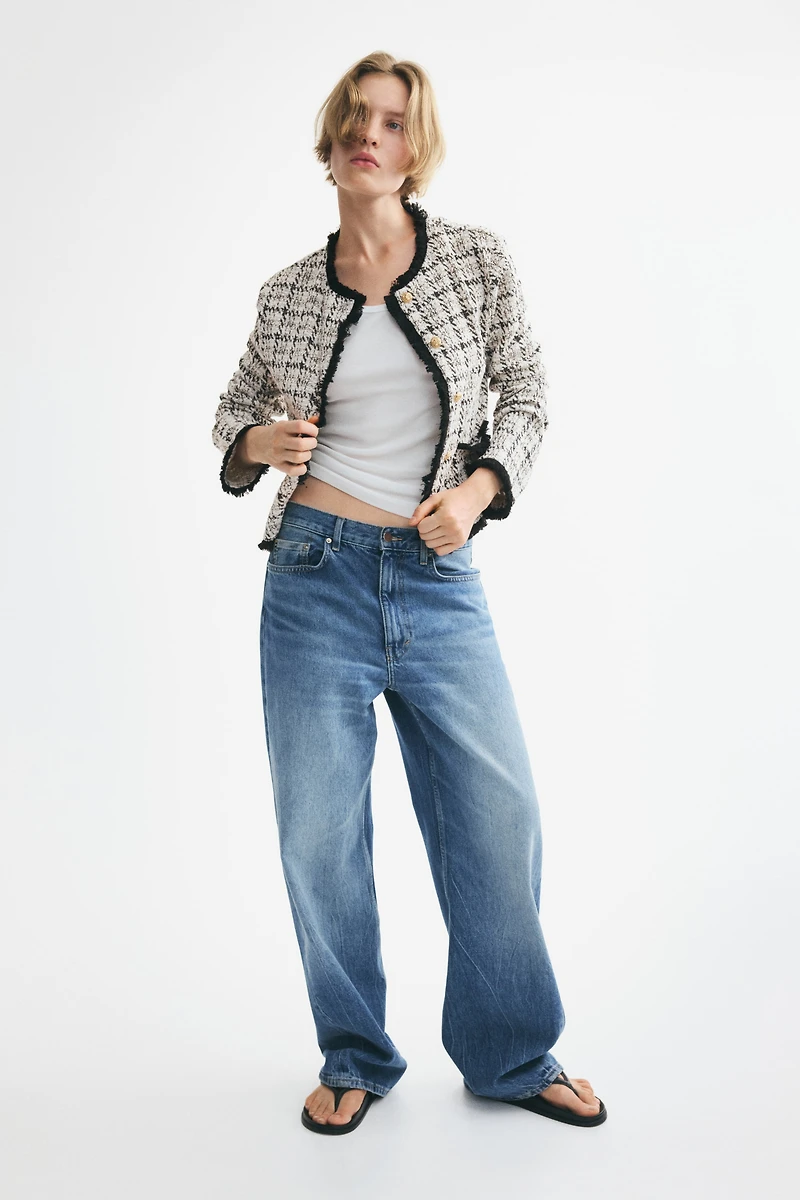 Bouclé-Knit Jacket with Fringe