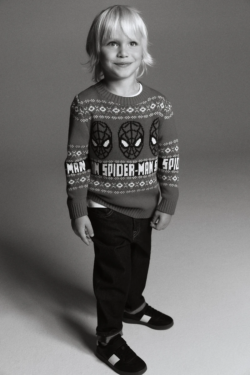 Jacquard-Knit Cotton Sweater