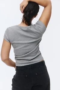 Ribbed Scoop-Neck T-Shirt