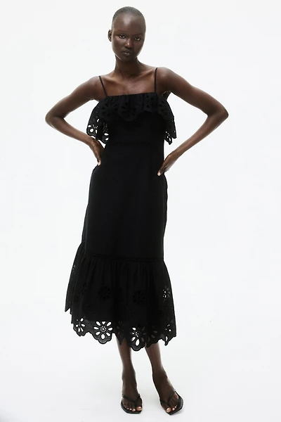 Cotton Dress with Eyelet Embroidery