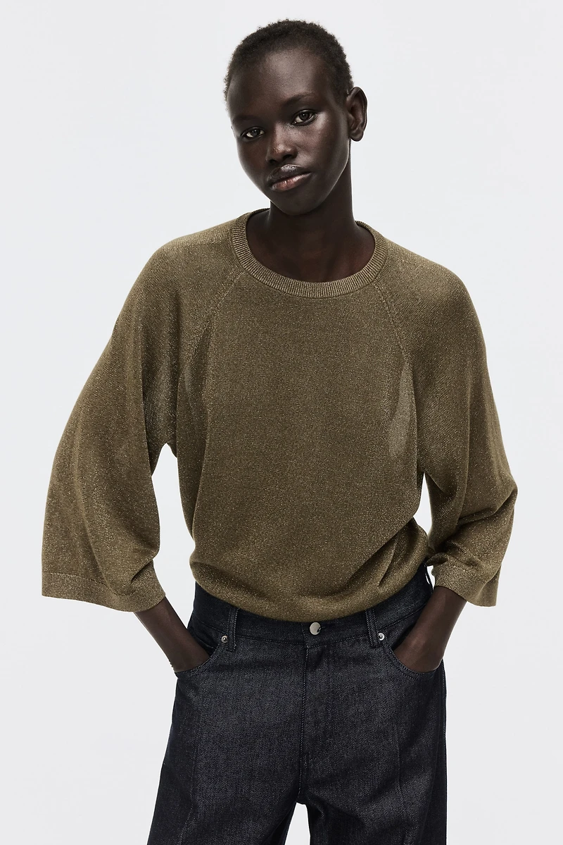 Fine-Knit Glittery Top