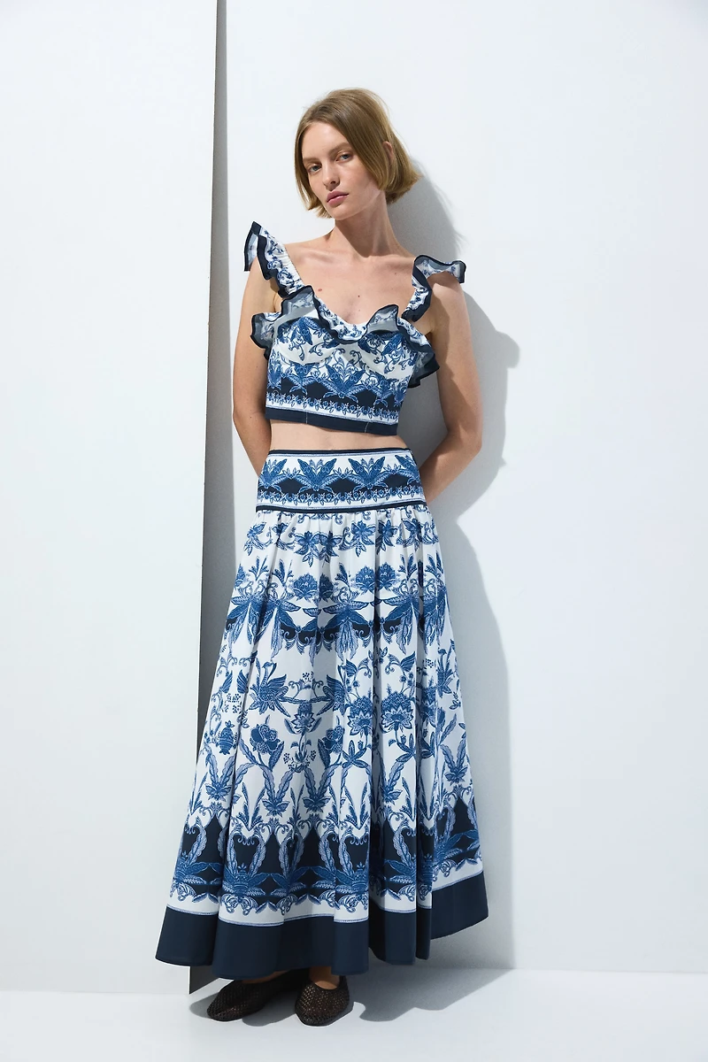 Cotton poplin bustier top