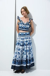 Cotton poplin bustier top