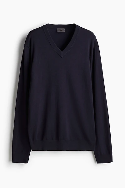 Slim Fit Fine-Knit V-Neck Sweater