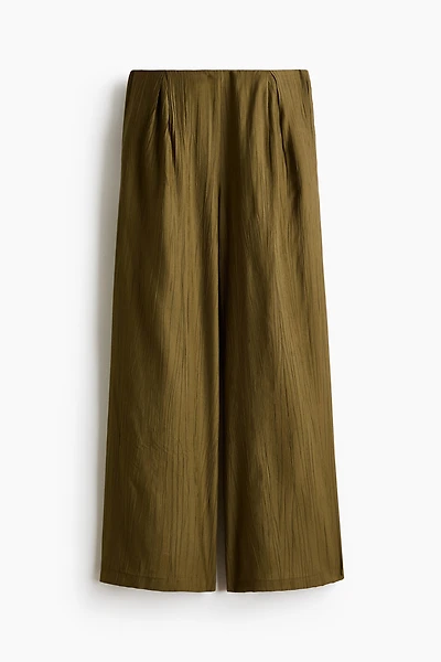 Crinkled Viscose-Blend Pants