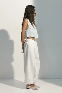 Embroidered Tie-Detail Top