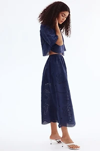 Eyelet-Embroidered Cotton Blouse