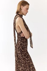 Scarf-Detail Chiffon Dress