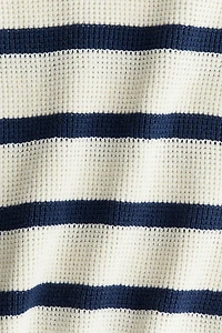 Waffle-knit Henley Sweater