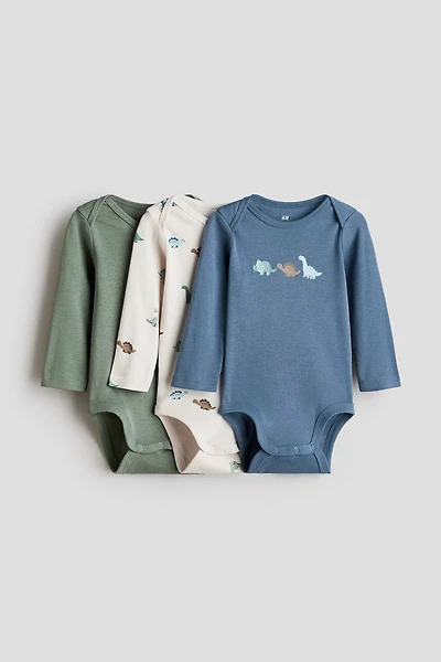 3-Pack Cotton Bodysuits with Lap Shoulders