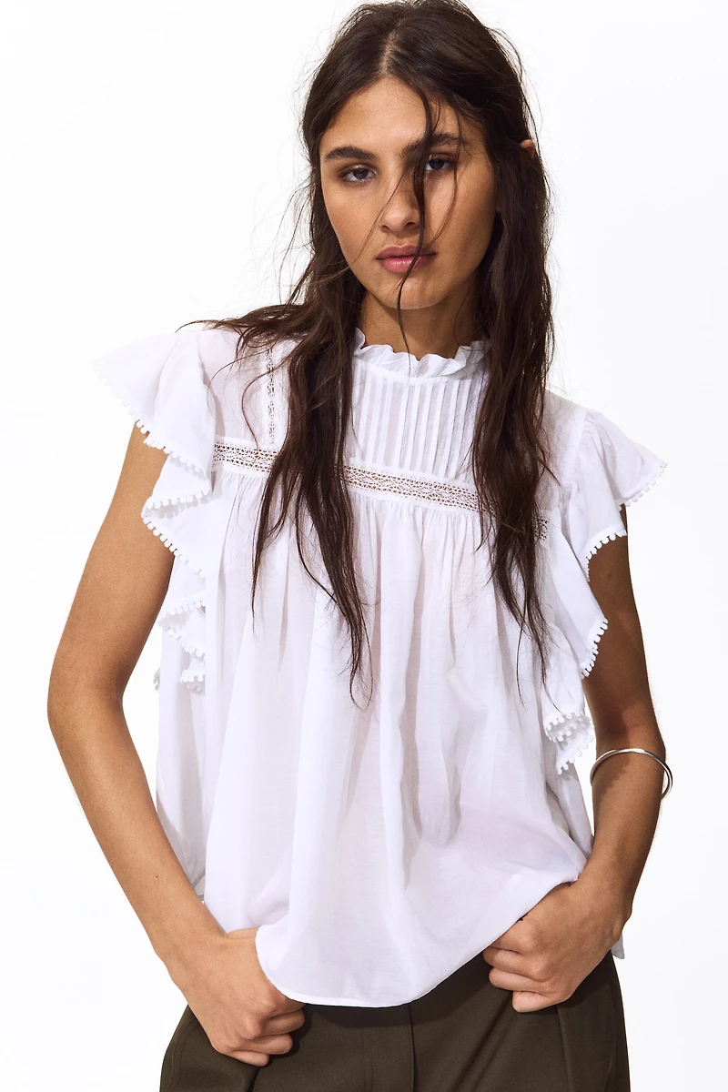 Frill-trimmed blouse