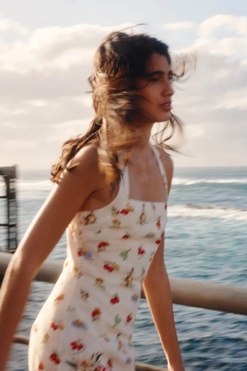 Twist-Detail Printed Dress