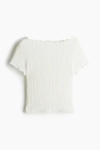 Crinkled Top with Overlocked Trim