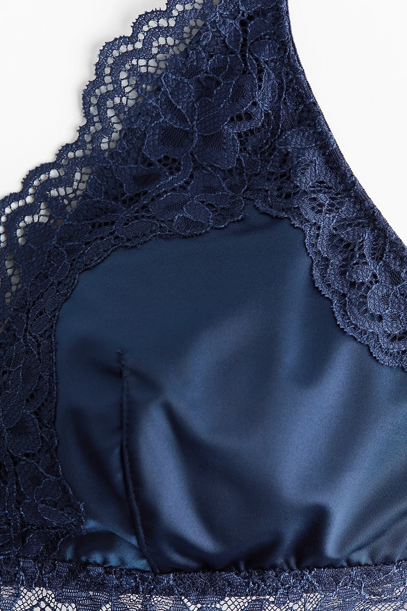 Padded Soft-Cup Microfiber and Lace Bra