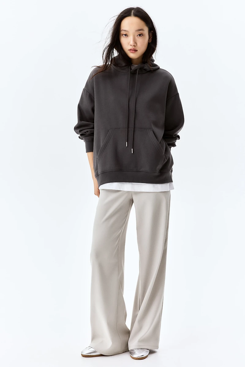 Wide-Leg Twill Pants