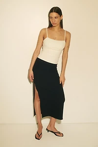Cooling Slim Fit Ribbed midi skirt