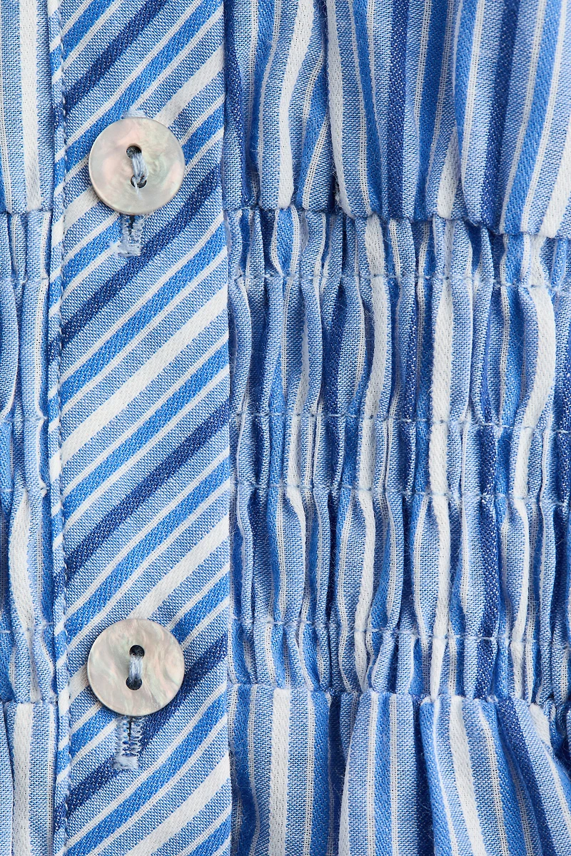 Smocked-Waist Button-Front Dress