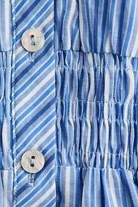 Smocked-Waist Button-Front Dress