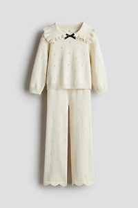 2-piece pointelle-knit set