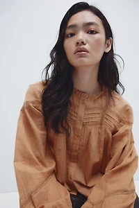 Ruffle-Collar Cotton Blouse