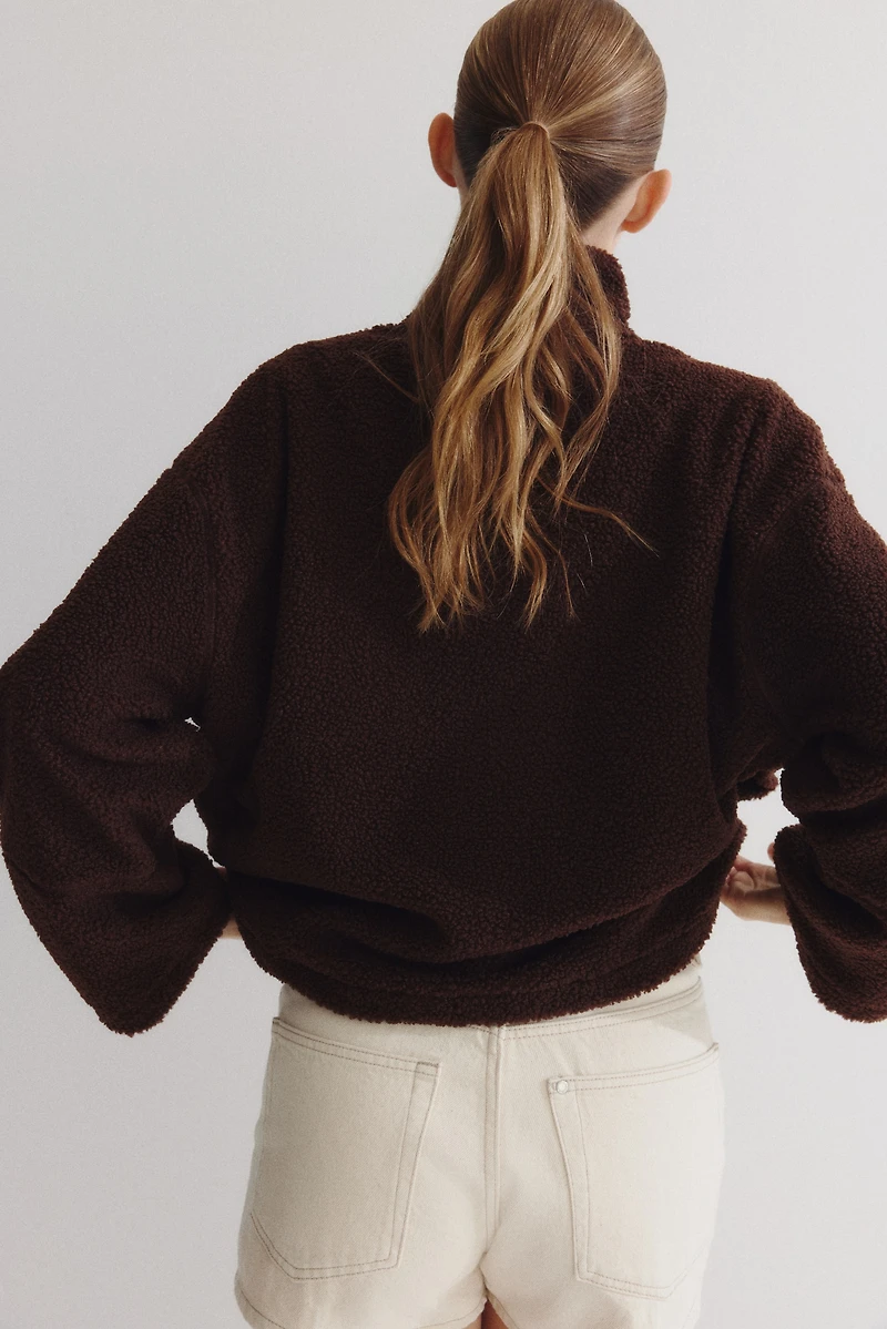 Zip-through teddy sweatshirt