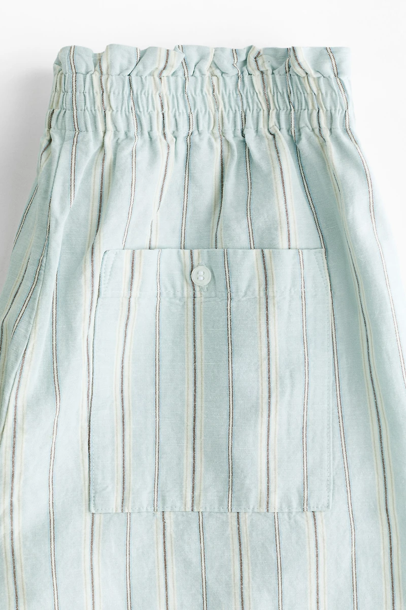 Short taille froncée en lin mélangé
