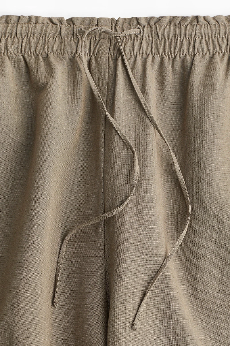 Wide-Leg Linen-Blend Pants