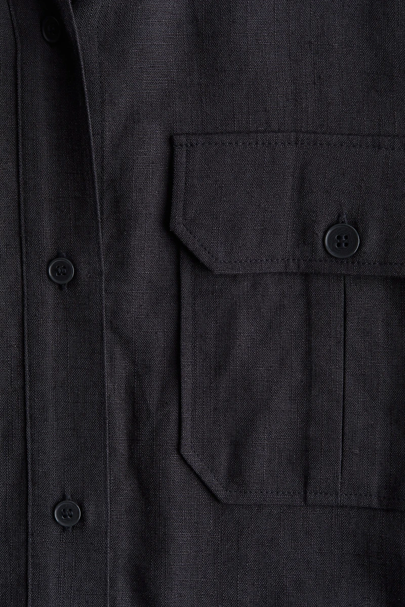 Oversized Linen-blend Cargo Shirt