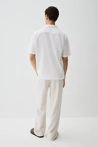 Regular-Fit Short-Sleeved Linen-Blend Shirt