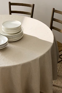 Round Linen-Blend Tablecloth