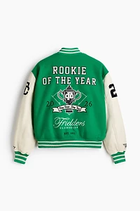 Motif-Detail Baseball Jacket