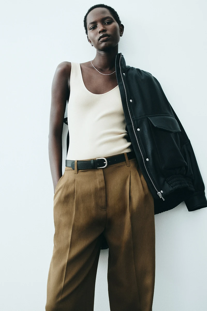 Linen-Blend Dress Pants