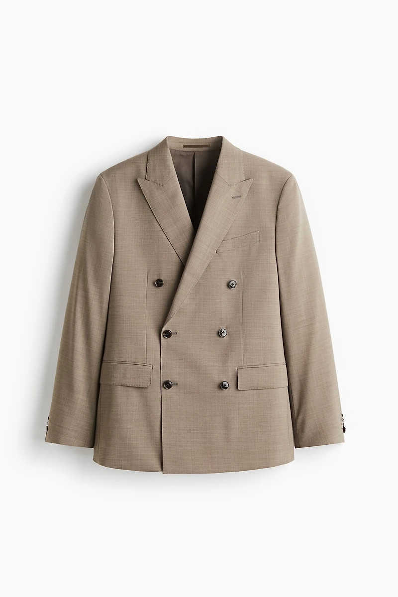 Regular Fit Wool-blend double-breasted jacket
