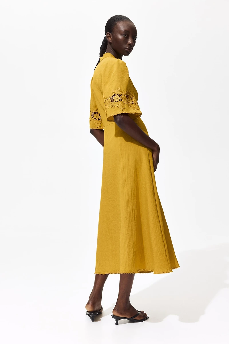 Crinkled Dress with Eyelet Embroidery