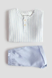 Ensemble 2 pièces chemise à col tunisien et short