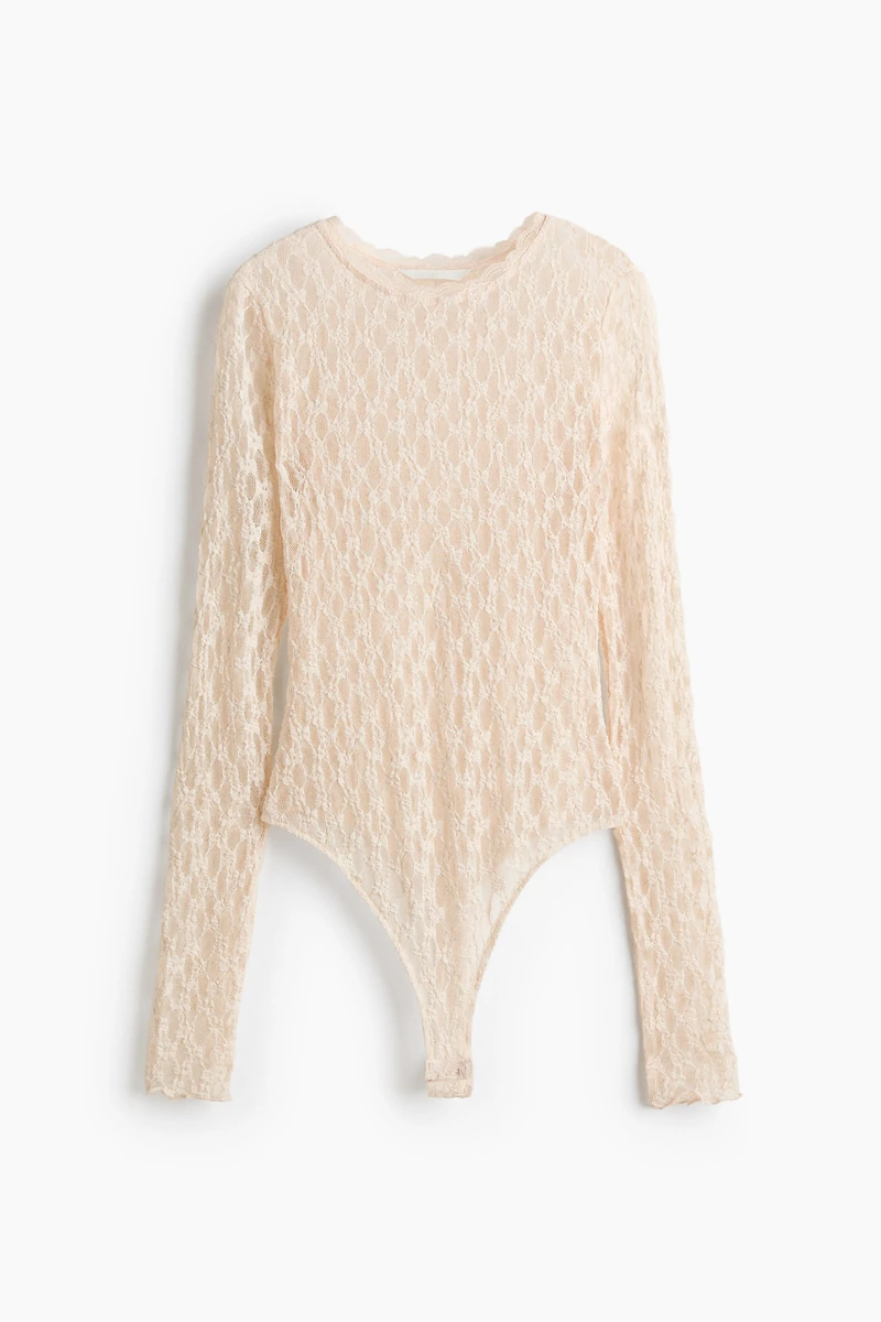 Lace-Look Thong Bodysuit