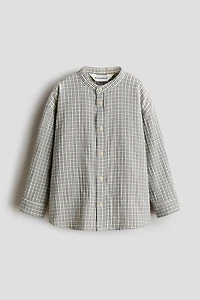 Cotton Band-Collar Shirt