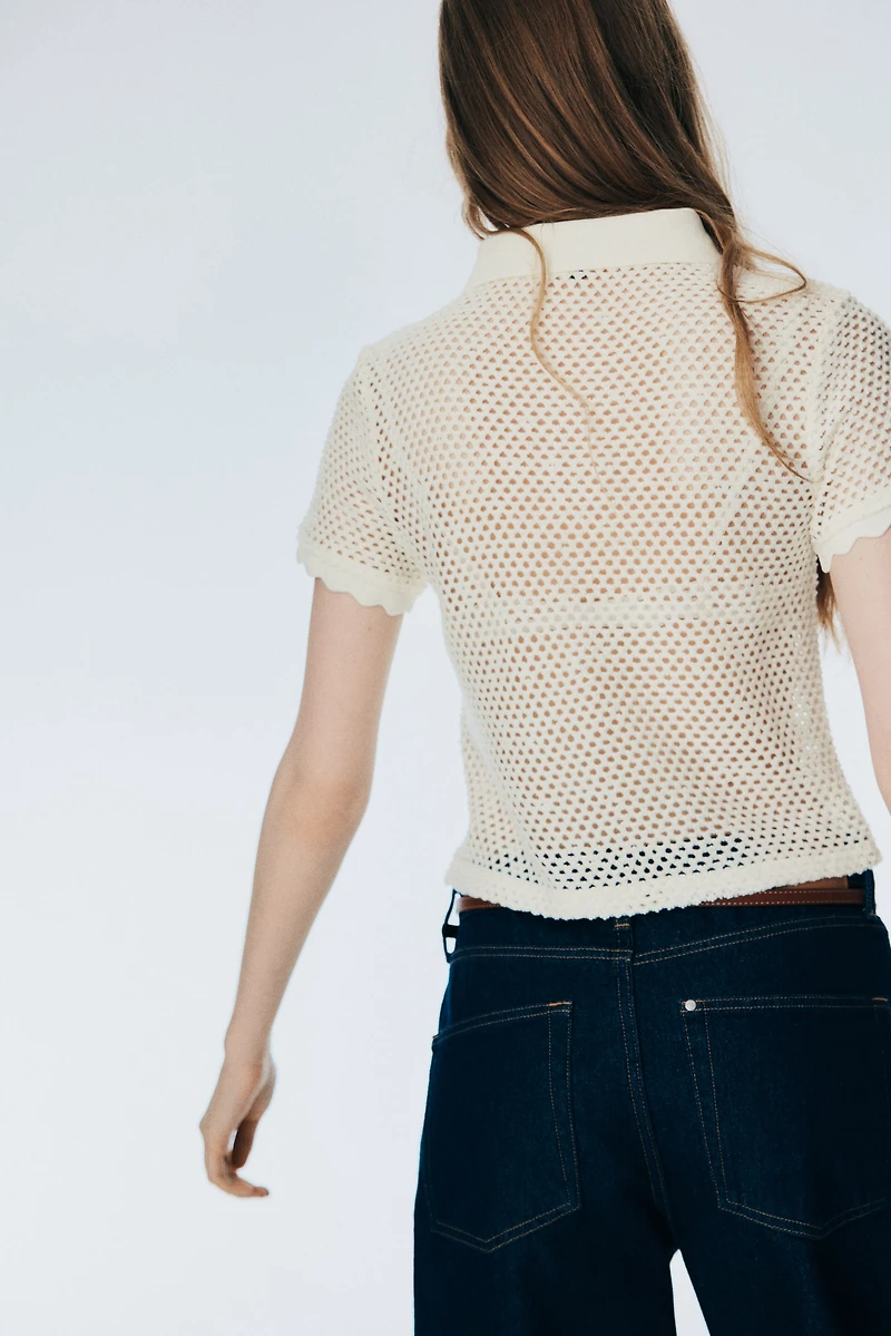 Open-Knit Polo Shirt