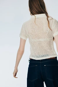 Open-Knit Polo Shirt