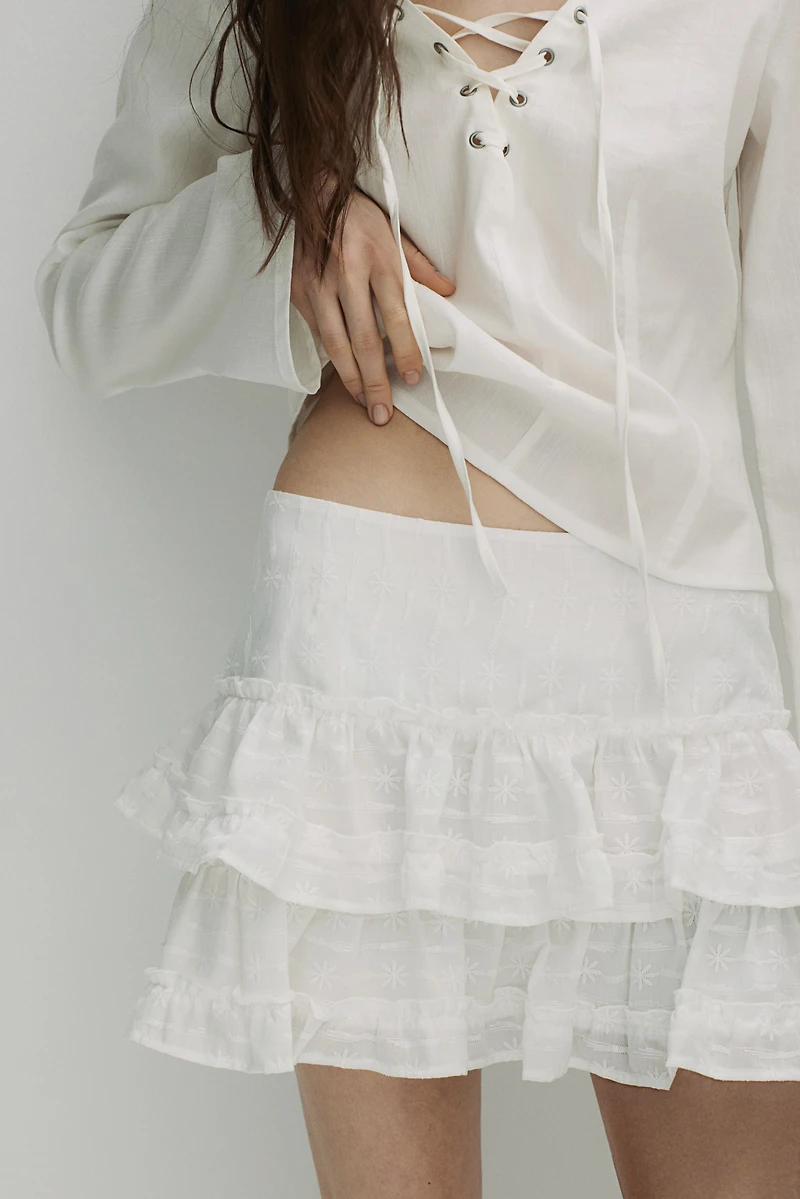 Embroidered Tiered Skirt