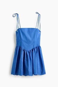 Embroidered Dress with Flared Skirt