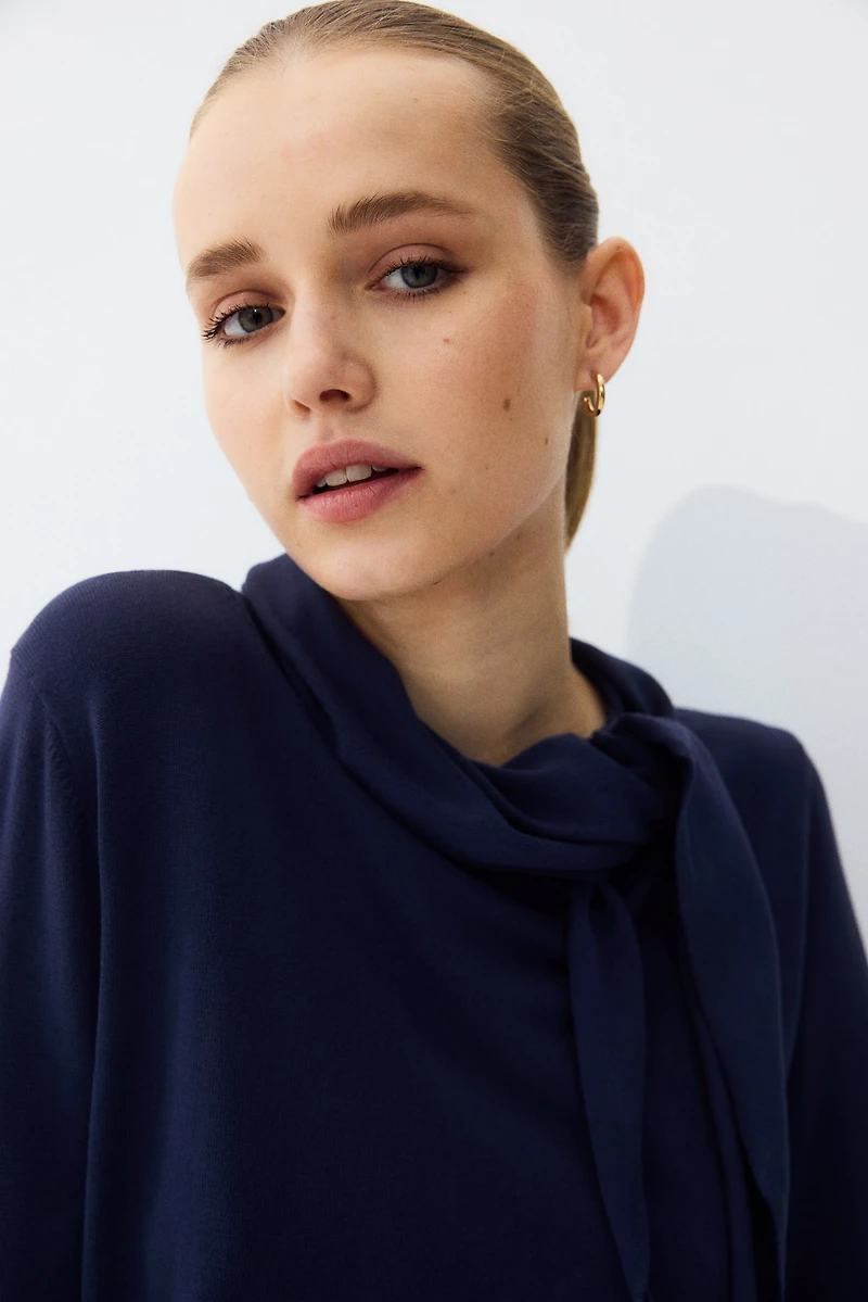 Sweater with Scarf Collar