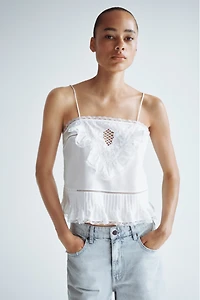 Ruffle-Trimmed Strappy Top