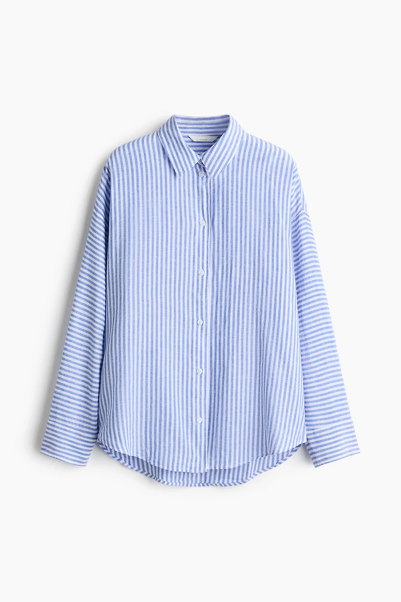 Dolman-Sleeved Linen-Blend Shirt