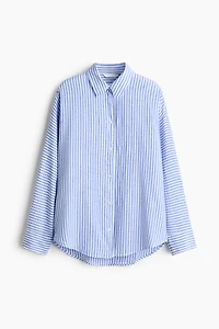 Dolman-Sleeved Linen-Blend Shirt