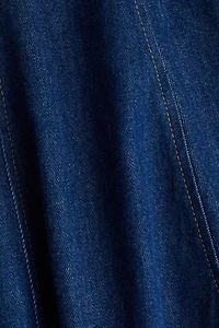 Flared-Skirt Denim Dress
