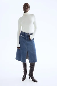 Braided-Trim Denim Skirt